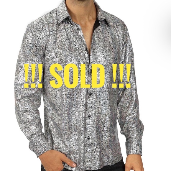 Wuful Other - !! SOLD !!  Wulful Disco Party Shirt Metalic Holographic Nightclub Men Silver XL